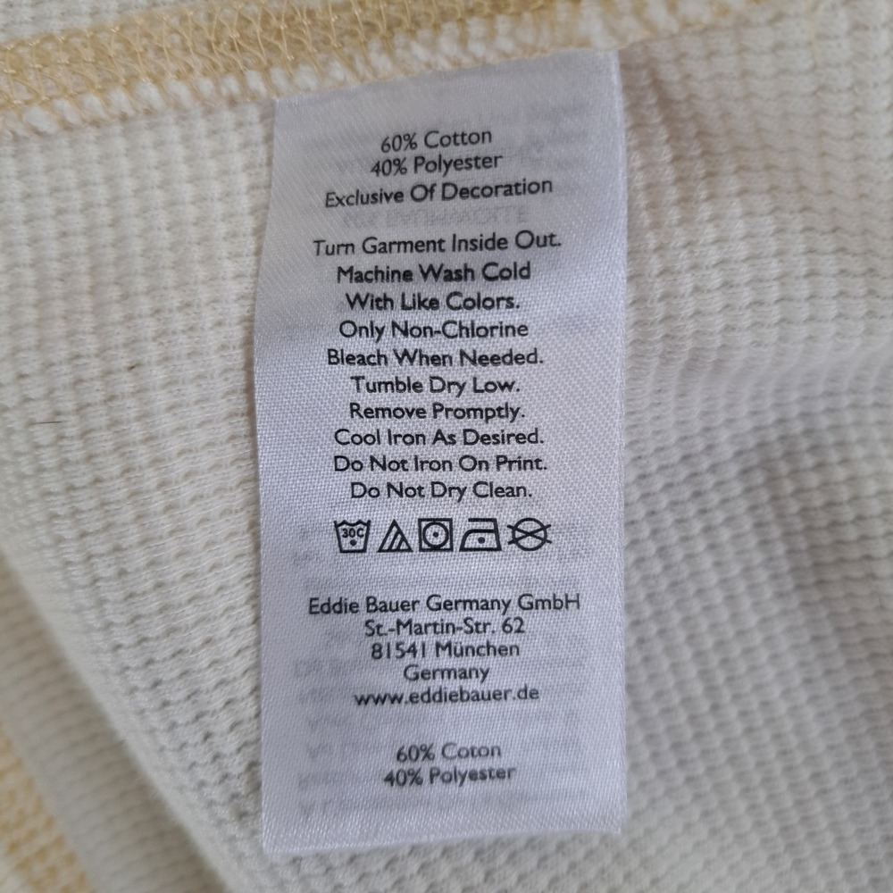 Eddie Bauer Gorpcore Waffle Knit Henley Mens XL Cream Outdoorsy Cabin Rugged - Picture 9 of 10